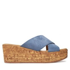 Klapki s.Oliver. Niebieskie klapki damskie S.Oliver, bez wzorów, bez obcasa, bez zapięcia. Za 219.99 zł.