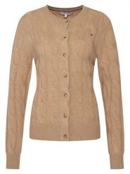 Tommy Hilfiger Kardigan WW0WW47463 Beżowy Regular Fit. Brązowe kardigany damskie Tommy Hilfiger, l, bez wzorów, z wełny, bez kołnierzyka. Za 749.99 zł.