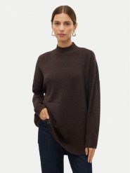 Vero Moda Sweter Plaza 10290784 Brązowy Loose Fit. Brązowe swetry nierozpinane damskie Vero Moda, xl, bez wzorów, z syntetyku, bez kołnierzyka, bez ramiączek. Za 99.99 zł.