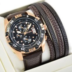 Zestaw męski zegarek Paul Lorens QERCO PL8754A5-1B1 + bransoletka. Zegarki męskie Paul Lorens, bez wzorów. Za 299.60 zł.