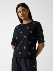 Guess T-Shirt V6GI18 K2985 Czarny Regular Fit. Czarne t-shirty damskie Guess, xxs, z aplikacjami, z bawełny, bez kołnierzyka, bez ramiączek. Za 214.99 zł.