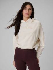 4F Bluza dresowa regular z kapturem damska - beżowa M. Brązowe bluzy damskie 4F, m, bez wzorów, z dresówki, bez ramiączek, z kapturem. Za 159.99 zł.