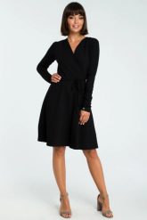 Rozkloszowana kopertowa wiązana sukienka czarna. Czarne sukienki damskie Bewear, na co dzień, s, bez wzorów, z bawełny, eleganckie, bez kołnierzyka, bez ramiączek, midi, dopasowane. Za 189.00 zł.