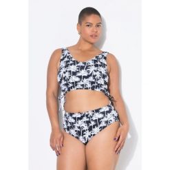 Damskie Figi od bikini wysoki stan nadruk z palmami. Czarne bikini Ulla Popken, bez wzorów, z elastanu. Za 93.99 zł.