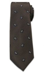 Elegancki Krawat Męski, Wzór Paisley, Nerka, Łezka - Chattier, Brązowy. Brązowe krawaty i muchy Chattier, bez wzorów, z tkaniny, eleganckie. Za 49.00 zł.