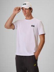 4F T-shirt regular gładki męski - biały L. Białe koszulki sportowe męskie 4F, l, bez wzorów, z bawełny, bez kołnierzyka, bez ramiączek. Za 69.99 zł.