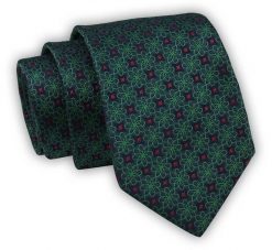 Krawat Alties (7 cm) - Zielony w Geometryczny Wzór. Zielone krawaty i muchy Alties, bez wzorów, z tkaniny, eleganckie. Za 55.00 zł.