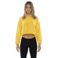 Bluza z kaptur na co dzień na siłownię. Żółte bluzy damskie LEONE 1947 APPAREL, bez wzorów, z bawełny, sportowe, bez ramiączek, bez kaptura. W wyprzedaży za 136.83 zł.