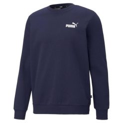 Bluza Puma ESS Small Logo Crew. Niebieskie bluzy męskie Puma, s, bez wzorów, z bawełny, sportowe, bez ramiączek, bez kaptura. W wyprzedaży za 174.80 zł.