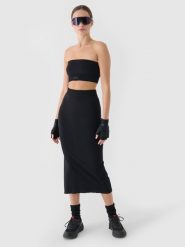 4F Spódnica ołówkowa z rozcięciem maxi damska - czarna XS/S. Czarne spódnice damskie 4F, na co dzień, s, bez wzorów, z dzianiny, sportowe, maxi, dopasowane. W wyprzedaży za 39.99 zł.