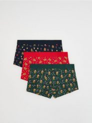 Świąteczne bokserki 3 pack - czerwony. Czerwone bokserki męskie Reserved, bez wzorów. Za 69.99 zł.