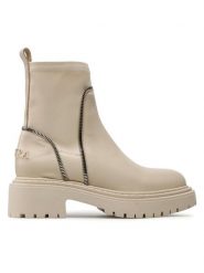 Badura Botki 101 Beżowy. Brązowe botki damskie Badura, bez wzorów, ze skóry, bez obcasa, na płaskiej podeszwie, bez zapięcia. Za 319.99 zł.