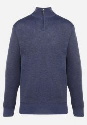 Granatowy Golf z Wełną Lalone. Niebieskie swetry męskie Born2be, na jesień, m, bez wzorów, z dzianiny, bez kołnierzyka, bez ramiączek. Za 74.99 zł.