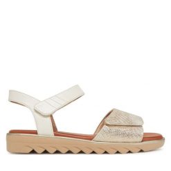 Sandały Jana. Żółte sandały damskie Jana, bez wzorów, bez obcasa, na płaskiej podeszwie, bez zapięcia. Za 159.99 zł.