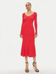 Pinko Sukienka dzianinowa Aloe Abito 102800 A170 Czerwony Slim Fit. Czerwone sukienki damskie Pinko, s, bez wzorów, z dzianiny, bez kołnierzyka, bez ramiączek. Za 929.99 zł.