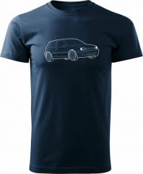 Topslang Koszulka VW Golf 4 z samochodem Golf 4 męska granatowa REGULAR L. Swetry męskie Topslang, l, bez wzorów, bez kołnierzyka, bez ramiączek. Za 99.90 zł.