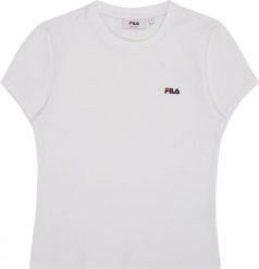 Koszulka damska Fila Trivero biała FAW1205 10001 S. Białe bluzki damskie Fila, s, bez wzorów, bez kołnierzyka, bez ramiączek. Za 149.76 zł.