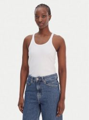 BOSS Top C_Epetite 50554664 Biały Slim Fit. Białe topy damskie Boss, l, bez wzorów, z bawełny, bez kołnierzyka, bez ramiączek. Za 229.99 zł.