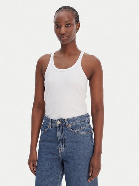BOSS Top C_Epetite 50554664 Biały Slim Fit. Białe topy damskie Boss, m, bez wzorów, z bawełny, bez kołnierzyka, bez ramiączek. Za 140.99 zł.