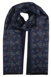 Elegancki Szalik Bawełniany - Alties - Granatowy, Wzór Paisley. Niebieskie szaliki męskie Alties, bez wzorów, z bawełny. Za 99.00 zł.