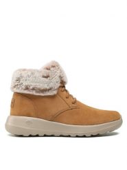 Skechers Botki Plush Dreams 144042/CSNT Brązowy. Brązowe botki damskie Skechers, bez wzorów, ze skóry, bez obcasa, na płaskiej podeszwie, bez zapięcia. Za 319.99 zł.
