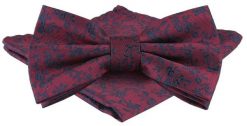 Mucha Męska z Poszetką w Zestawie - Alties - Bordo w Drobne Kwiatki. Czerwone krawaty i muchy Alties, bez wzorów, eleganckie. Za 65.00 zł.