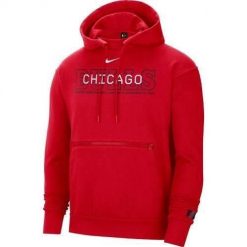 Bluza sportowa męska Nike Bulls Courtside. Czerwone bluzy sportowe męskie Nike, m, bez wzorów, z kapturem. Za 462.00 zł.