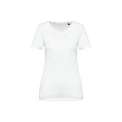 Damska koszulka suprima v-neck Kariban Premium. Białe bluzki damskie KARIBAN, bez wzorów, z bawełny, bez kołnierzyka, bez ramiączek. Za 109.00 zł.