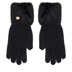 Rękawiczki Guess. Czarne rękawiczki damskie Guess, z aplikacjami, z dzianiny. Za 194.99 zł.