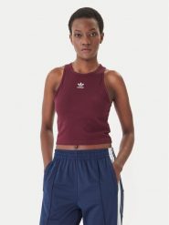 Adidas Top Essentials KD3824 Bordowy Slim Fit. Czerwone topy damskie Adidas, s, bez wzorów, z bawełny, bez kołnierzyka, bez ramiączek. Za 119.99 zł.