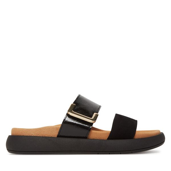 Klapki Gabor. Czarne klapki damskie Gabor, bez wzorów, bez obcasa, bez zapięcia. Za 409.99 zł.