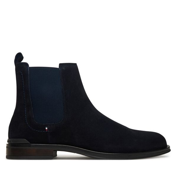 Sztyblety Tommy Hilfiger. Niebieskie botki męskie Tommy Hilfiger, bez wzorów, bez obcasa, bez zapięcia. Za 439.99 zł.