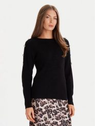 Morgan Sweter 252-MTECNA Czarny Regular Fit. Czarne swetry nierozpinane damskie Morgan, l, bez wzorów, z syntetyku, bez kołnierzyka, bez ramiączek. Za 269.99 zł.