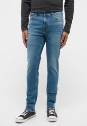 MUSTANG FRISCO SKINNY MĘSKIE SPODNIE JEANSOWE JEANSY DŻINSY DENIM BLUE 1015493 5000 783. Niebieskie jeansy męskie Mustang, z denimu. Za 219.99 zł.