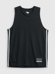 4F Koszulka do koszykówki loose szybkoschnąca uniseks - czarna S. Czarne koszulki sportowe męskie 4F, m, bez wzorów, z materiału, bez ramiączek, na fitness i siłownię. Za 119.99 zł.