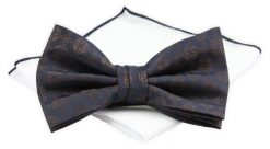 ZESTAW - Mucha z Poszetką Chattier - Granatowo-Brązowa. Niebieskie krawaty i muchy Chattier, bez wzorów, eleganckie. Za 59.00 zł.