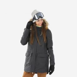 Kurtka narciarska i snowboardowa damska Dreamscape SNB 500. Szare kurtki sportowe damskie DREAMSCAPE, na zimę, l, bez wzorów, z materiału, bez ramiączek, bez kaptura, narciarskie. Za 599.99 zł.