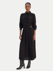 Liu Jo Sukienka koszulowa MF5145 T4241 Czarny Regular Fit. Czarne sukienki damskie Liu Jo, bez wzorów, z syntetyku, bez kołnierzyka, bez ramiączek, koszulowe. Za 859.99 zł.