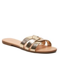 Klapki ONLY Shoes. Żółte klapki damskie ONLY Shoes, bez wzorów, bez obcasa, bez zapięcia. Za 79.99 zł.