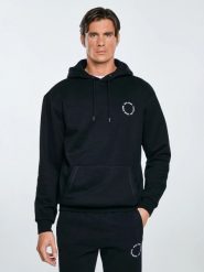 Bluza męska z kapturem czarna Ajrojer 906. Czarne bluzy męskie BIG STAR, l, bez wzorów, z dzianiny, retro, bez ramiączek, z kapturem. Za 249.99 zł.