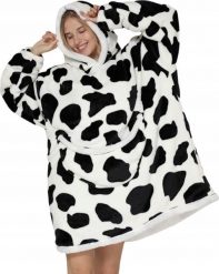 Bluza Pluszowa Z Kapturem Comfy Koc Oversize Ciepła Wzór Krowa. Bluzy damskie Pan i Pani Gadżet, bez wzorów, bez ramiączek, z kapturem. Za 99.00 zł.