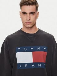 Tommy Jeans Bluza Big Flag DM0DM19222 Czarny Relaxed Fit. Czarne bluzy męskie Tommy Jeans, m, bez wzorów, z bawełny, bez ramiączek, bez kaptura. Za 219.99 zł.