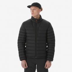 Kurtka puchowa turystyczna męska MT500 -10°C. Czarne kurtki męskie FORCLAZ, na lato, l, bez wzorów, z materiału, bez kaptura. Za 259.99 zł.