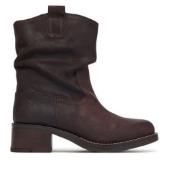 Botki Fly London. Brązowe botki damskie Fly London, bez wzorów, bez obcasa, na słupku, bez zapięcia. Za 984.99 zł.