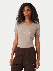 EA7 Emporio Armani T-Shirt 7W001443 AF10373 U6100 Beżowy Slim Fit. Brązowe t-shirty damskie EA7 Emporio Armani, xs, bez wzorów, z bawełny, bez kołnierzyka, bez ramiączek. Za 284.99 zł.