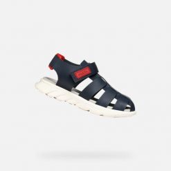 Sandały Geox Model J Sandal Airadyum Bo Kolor Niebieski. Czerwone sandały męskie Geox, na lato, bez wzorów, ze skóry, bez zapięcia. Za 234.99 zł.
