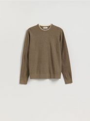 Sweter z bawełną - brązowy. Brązowe swetry męskie Reserved, l, bez wzorów, z bawełny, bez kołnierzyka, bez ramiączek. Za 119.99 zł.