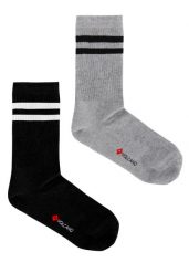Sportowe skarpety z paskami A-HUGO, dwupak. Czarne skarpety męskie Volcano, bez wzorów, z bawełny. Za 39.99 zł.