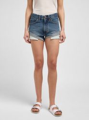 DAMSKIE SZORTY LEE RIDER SHORT 2IN CLASSIC INDIGO 112348989. Niebieskie szorty damskie Lee, bez wzorów. Za 159.99 zł.