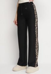 Czarne Spodnie Dresowe o Szerokim Kroju z Lampasami w Panterkę Hanithrea. Czarne spodnie dresowe damskie Born2be, bez wzorów, z dresówki, eleganckie. Za 54.99 zł.